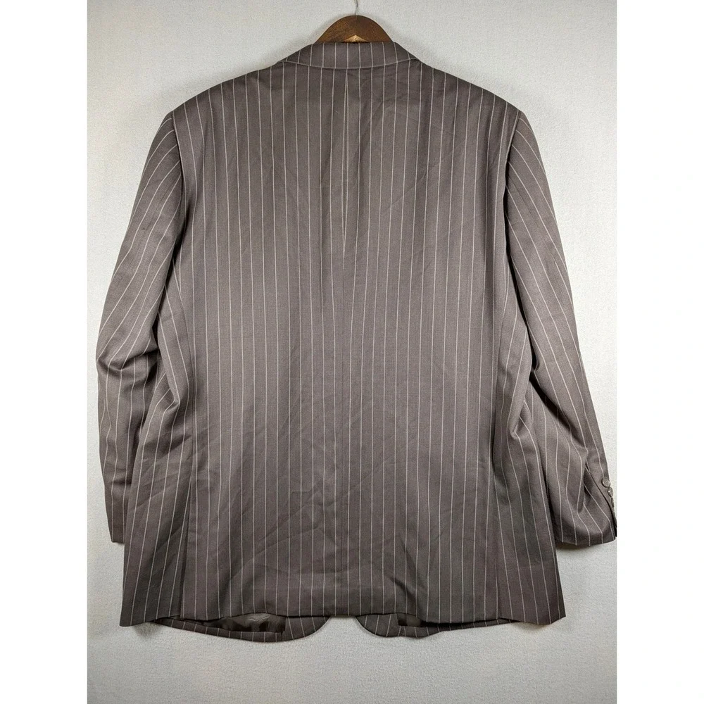 Emanuel Ungaro Mens 50L Brown Pinstripe 100% Wool 3 Button Blazer Sport Coat